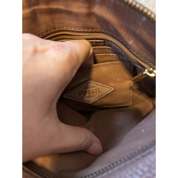 Fossil Sydney Fringe Crossbody Bag – Brown Pebbled Leather Boho Purse - Picture 6 of 8